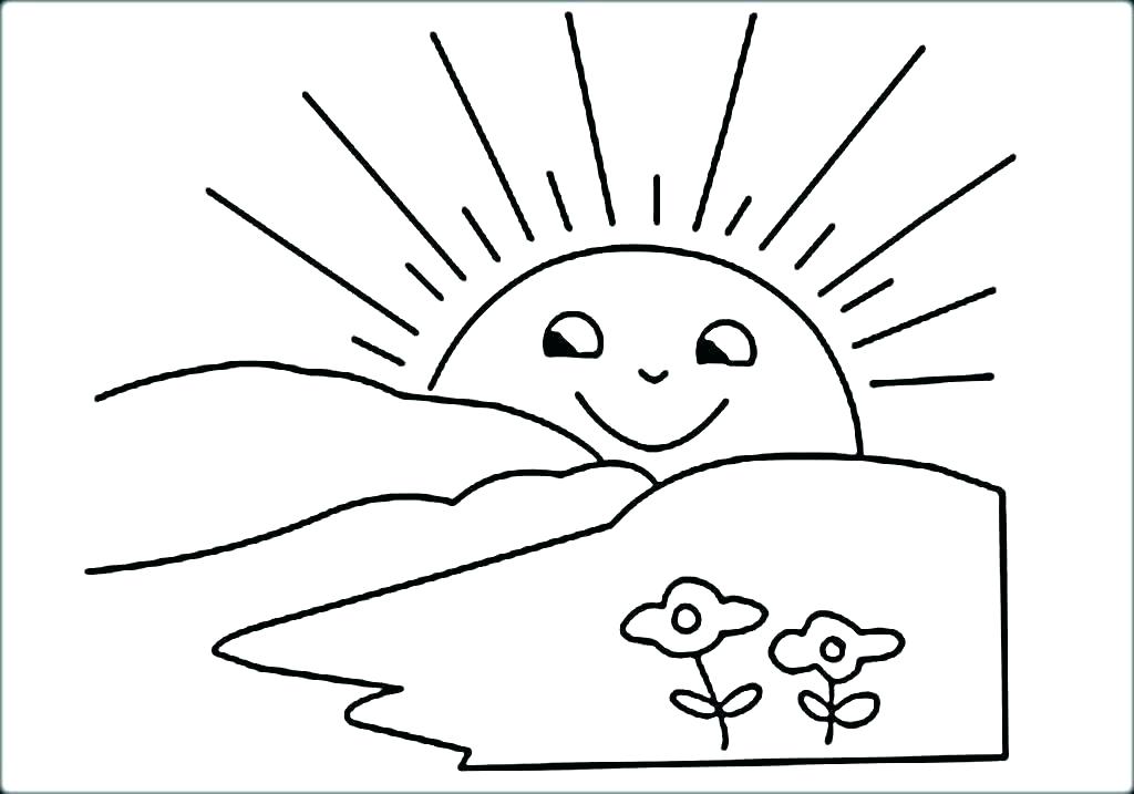 1024x717 Sun Coloring Picture - Sun Kids Drawing