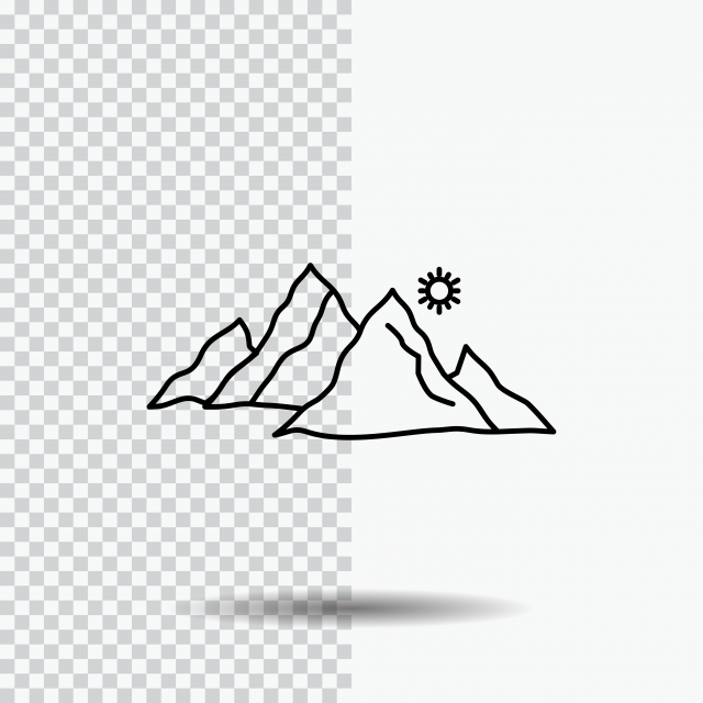 640x640 Mountain,landscape,hill,nature,sun Line Icon On Transparent - Sun Line Drawing