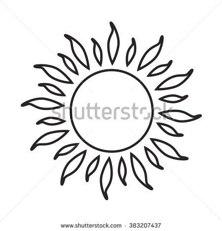 450x470 Sun Line Art - Sun Line Drawing