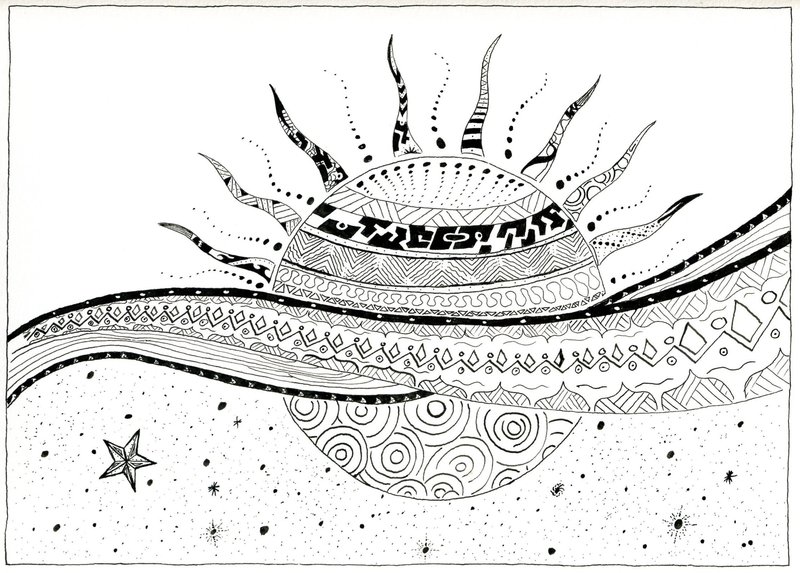 800x573 Sun Drawing Stars For Free Download - Sun Moon And Stars Drawing