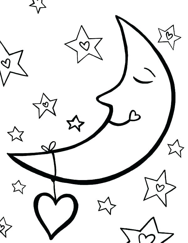 600x776 Stars Coloring Pages Sun Moon And Stars Coloring Sheet Moon - Sun Moon And Stars Drawing
