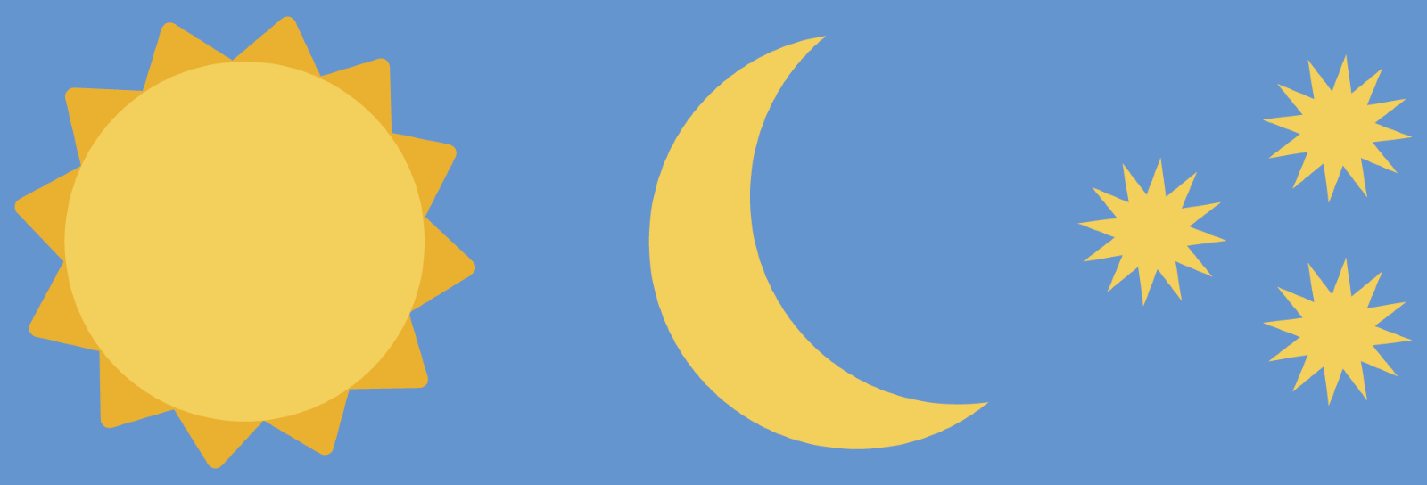 1600x544 Sun, Moon, And Stars - Sun Moon And Stars Drawing