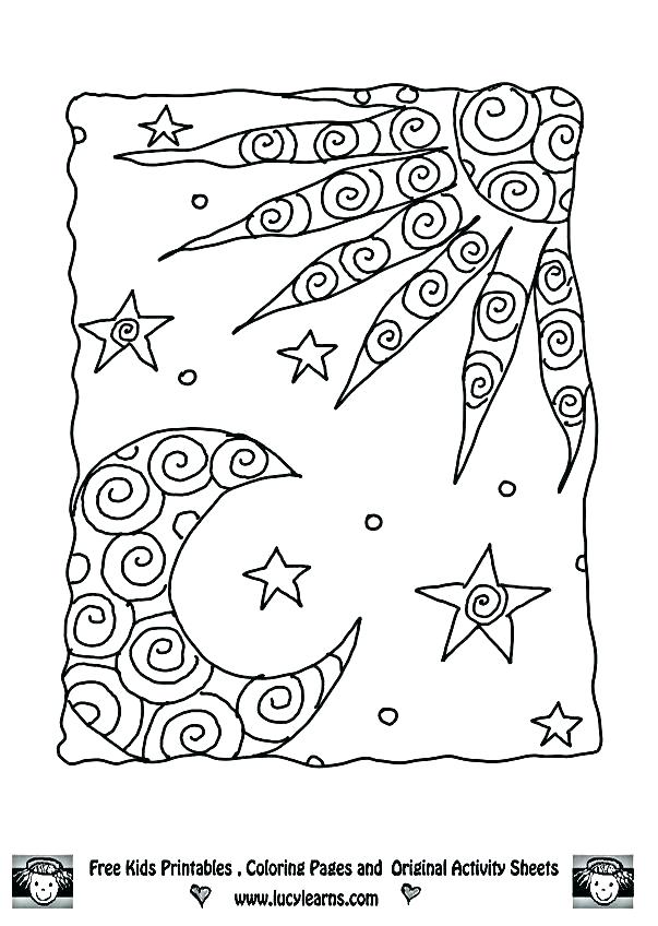 603x848 Sun Moon And Stars Coloring Sheet Pages Line Drawings - Sun Moon And Stars Drawing