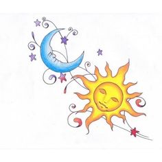 236x236 Best Moon And Stars Drawings Images Drawings, Star Tattoos - Sun Moon And Stars Drawing