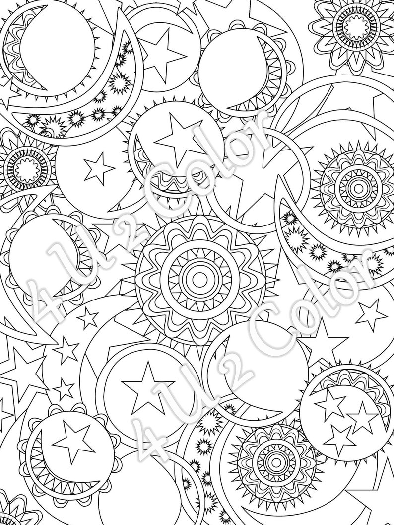 794x1057 Sun Moon Stars Coloring - Sun Moon And Stars Drawing