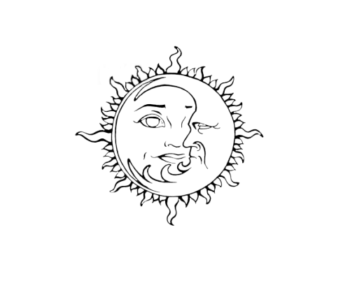 500x402 Sun Moon Stars Transparent Black And White Huge Freebie - Sun Moon And Stars Drawing