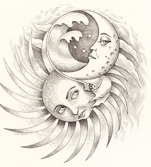 500x553 Drawn Moon Sun Moon - Sun Moon Drawing