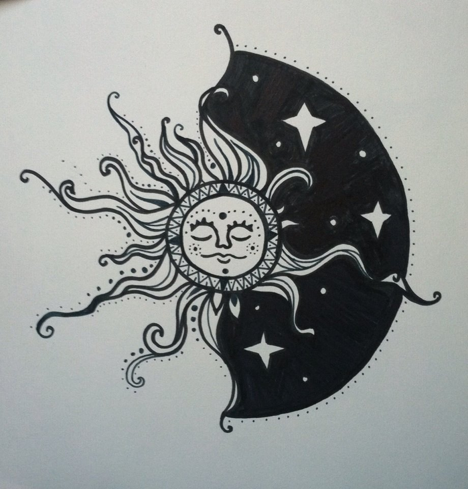920x960 Pencil Nose Drawing - Sun Moon Drawing