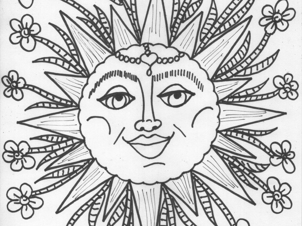 1024x768 Sun Moon Original Creative Trippy Drawing - Sun Moon Drawing