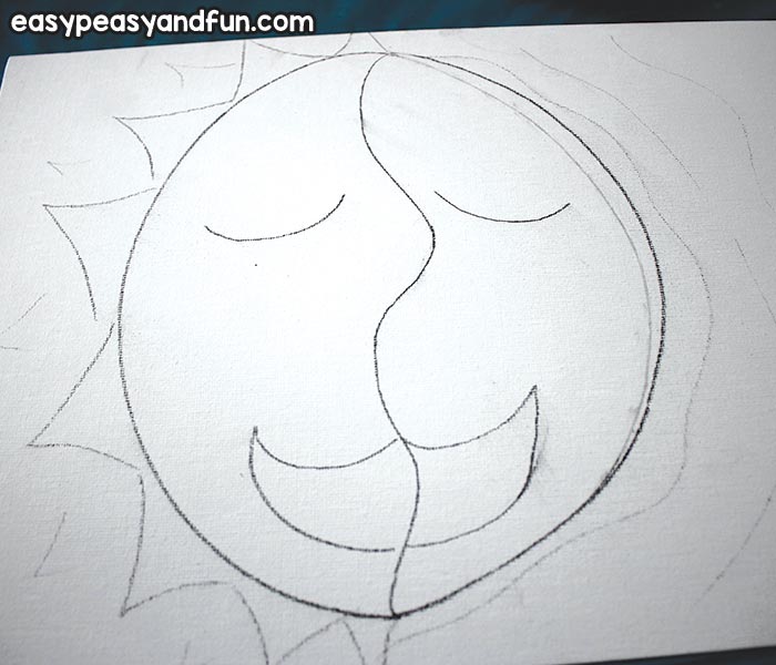 700x600 Sun And Moon Painting - Sun Moon Drawing