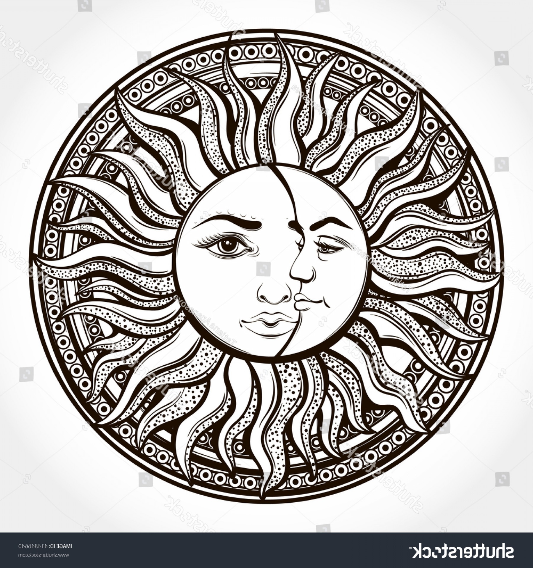 Sun And Moon Drawing Rectangle Circle