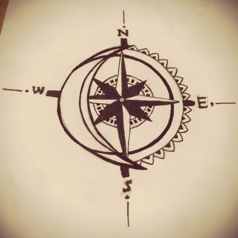 782x782 Ceceinked Drawing Tonight Of Sun Moon Compass Idea - Sun Moon Drawing