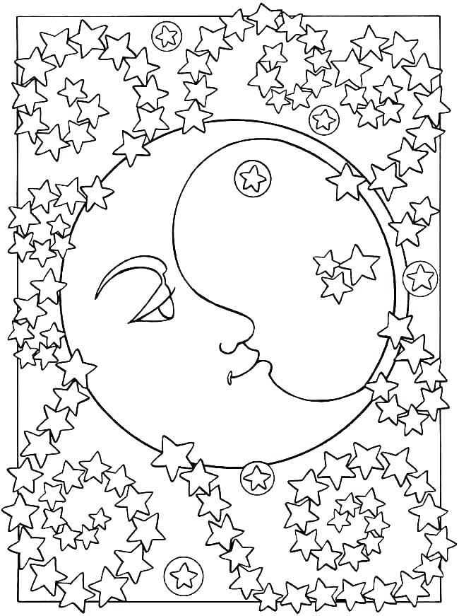 650x871 Moon Coloring - Sun Moon Stars Drawing