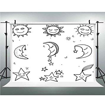 355x355 photography studio prop backdrop background, sketchy - Sun Moon Stars Drawing
