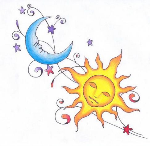 486x471 Sun Moon And Star Tattoo - Sun Moon Stars Drawing