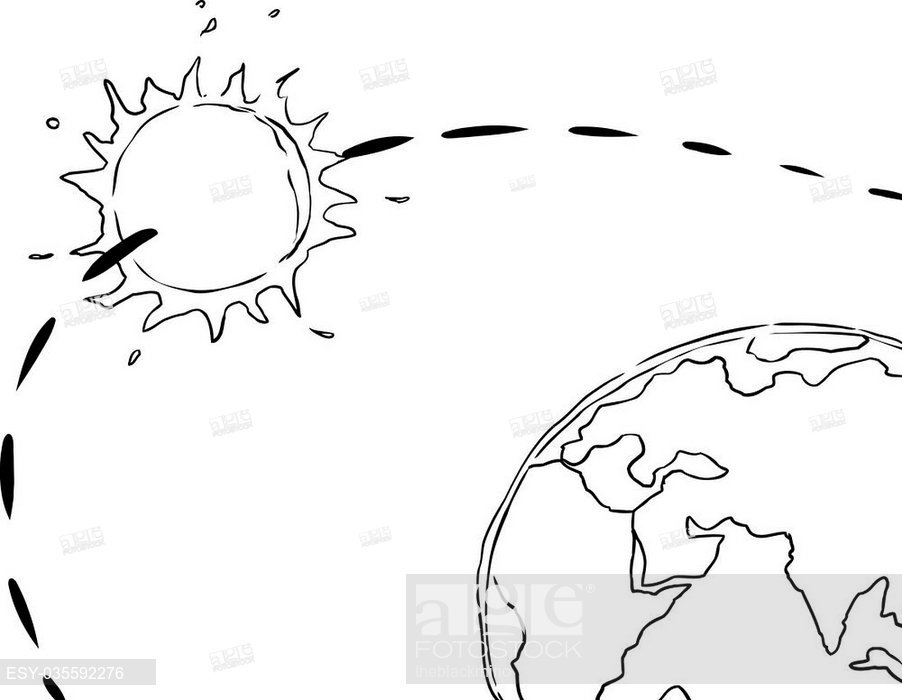 902x700 Outline Drawing Of The Sun Orbiting The Planet Earth For Concept - Sun Outline Drawing