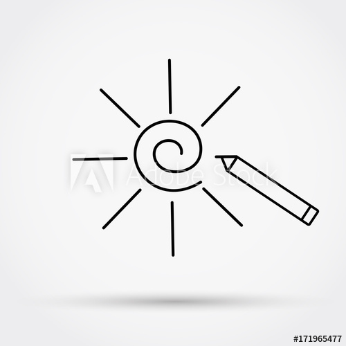 500x500 Pencil Drawing The Sun Outline Style Vector Illustration - Sun Outline Drawing