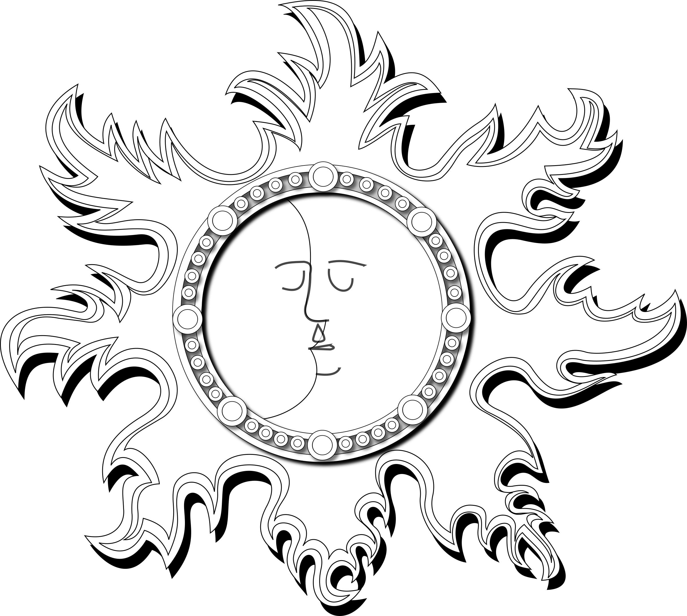 2400x2152 Sun And Moon Outline Icons Png - Sun Outline Drawing