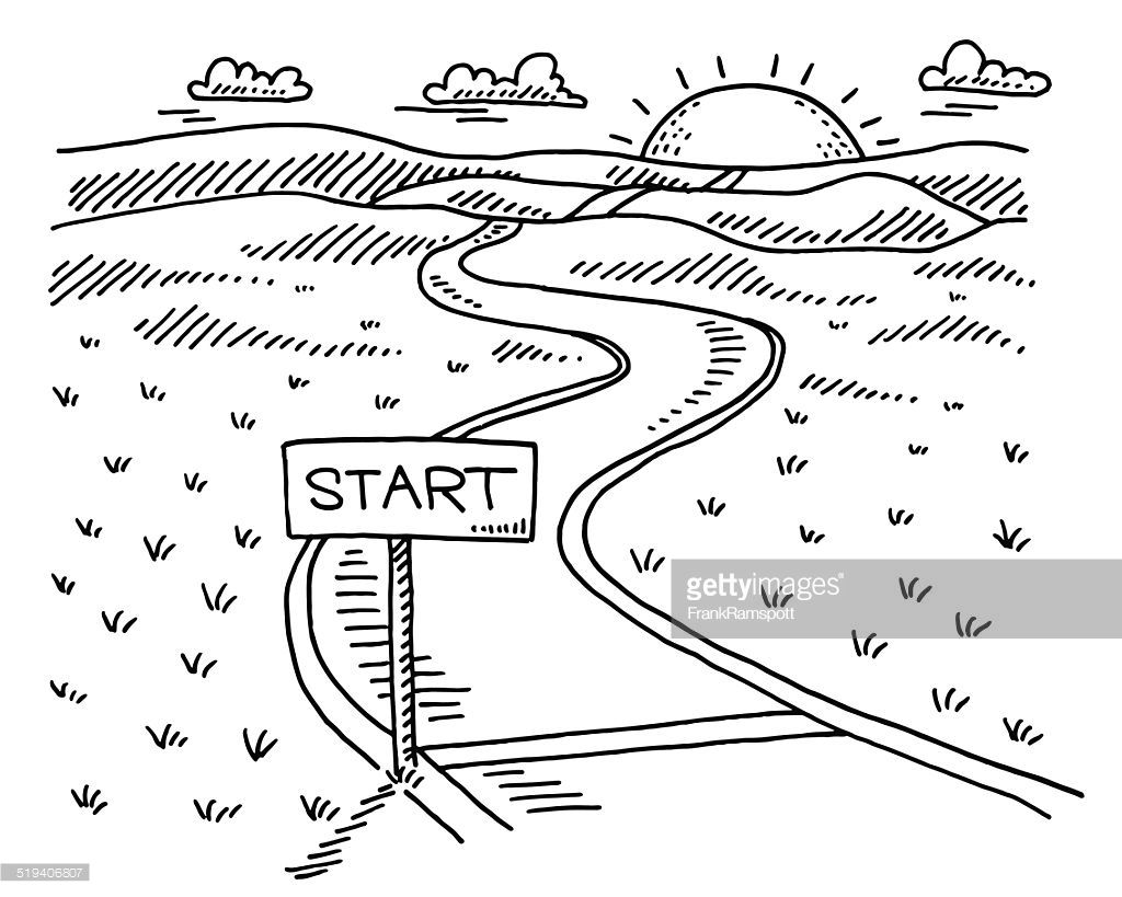 1024x819 Vector Landscape Outline Drawing Elegant Start Sign Path Landscape - Sun Outline Drawing