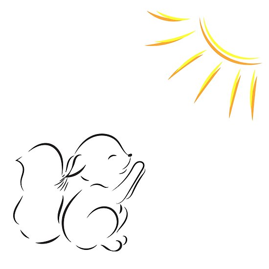 550x550 drawing of squirrel pulls legs to the sun posters - Sun Outline Drawing