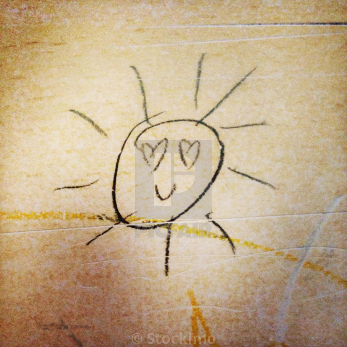 1120x1120 Smiling Sun Pencil Drawing On A School Table - Sun Pencil Drawing