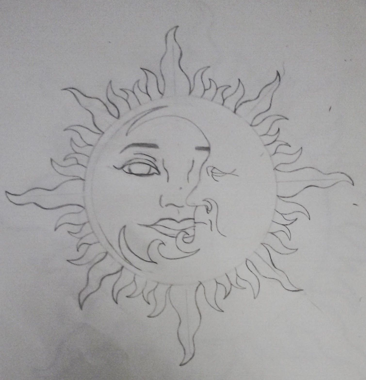 1509x1567 sun and moon sketch independent study in sun, moon - Sun Pencil Drawing