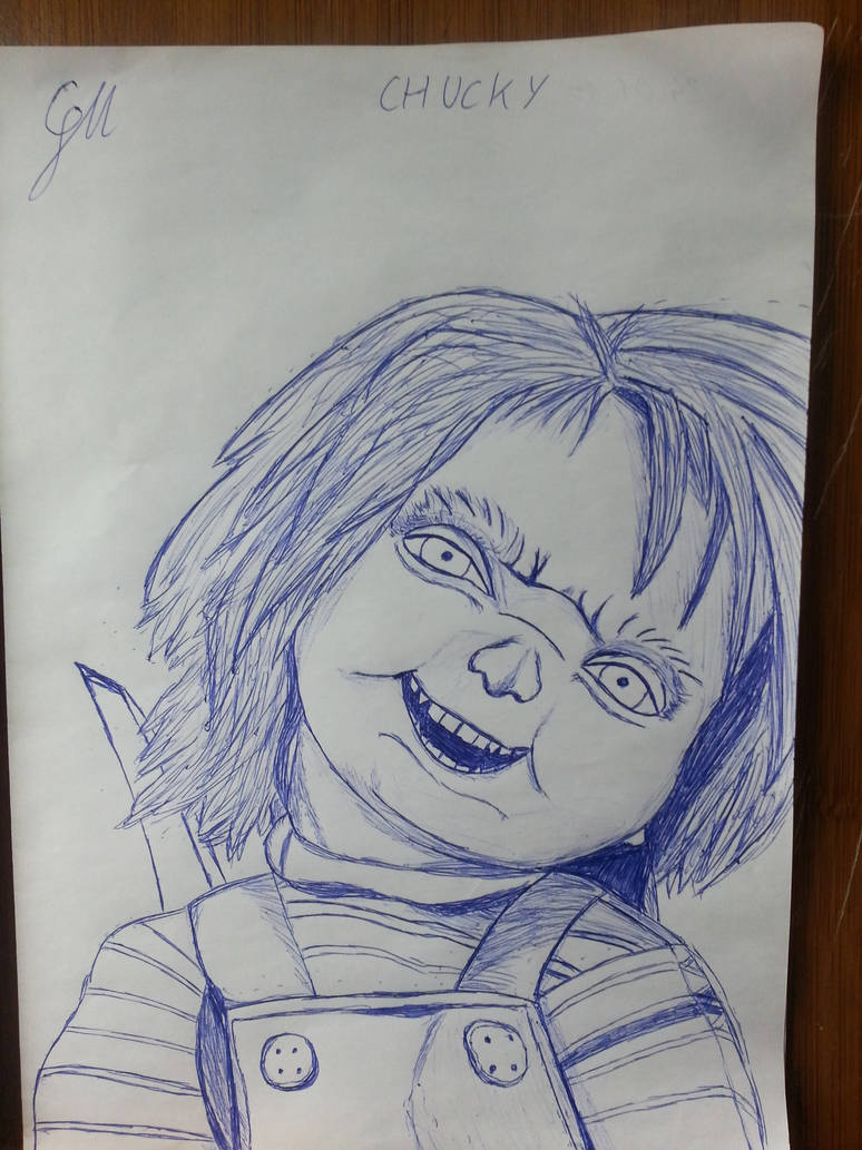 Картина Чаки рисовать ручкой лицо