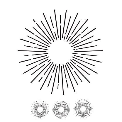 416x416 sun rays hand drawn, linear drawing premium clipart - Sun Rays Drawing