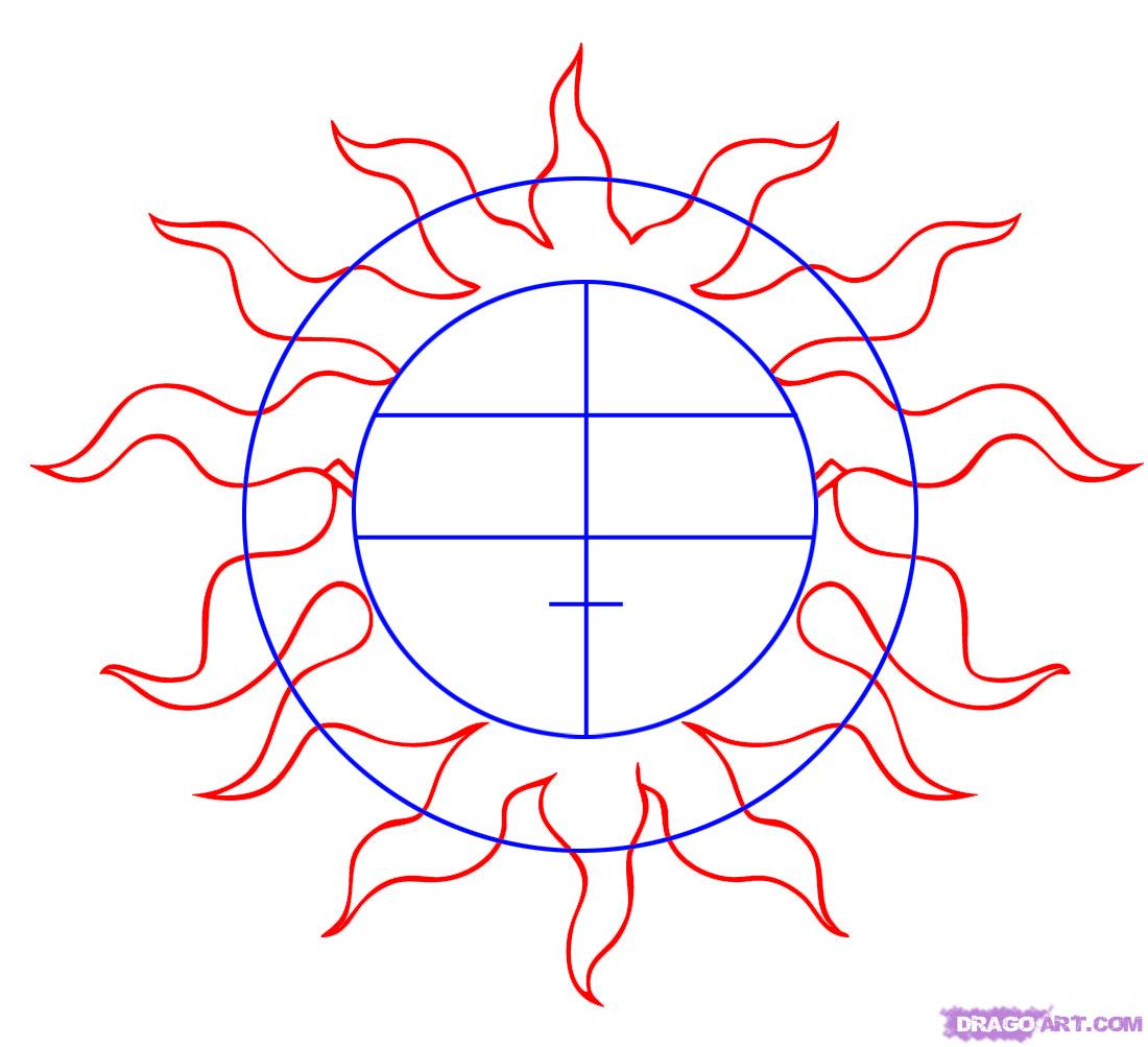 Сложный солнца. Солнце рисунок карандашом поэтапно. Символ солнца рисунок 5 класс. Рисование солнце пошагово. Солнце рисунок карандашом сложный.