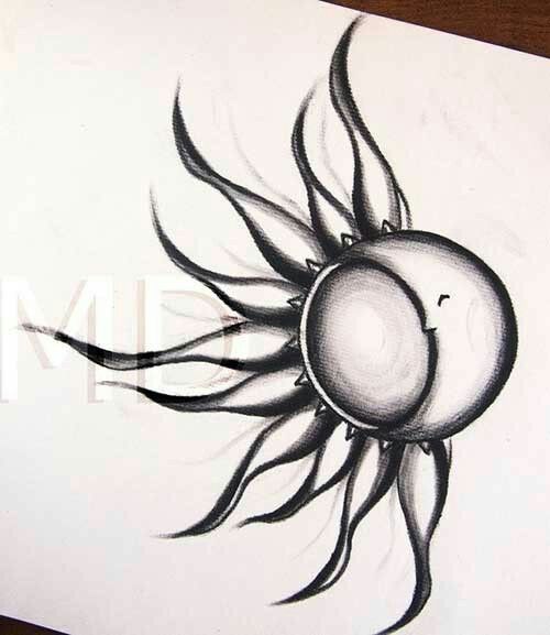 500x577 Love This Because I Want A Sun And Moon Tattoo, And A Yin - Sun Tattoo Drawing