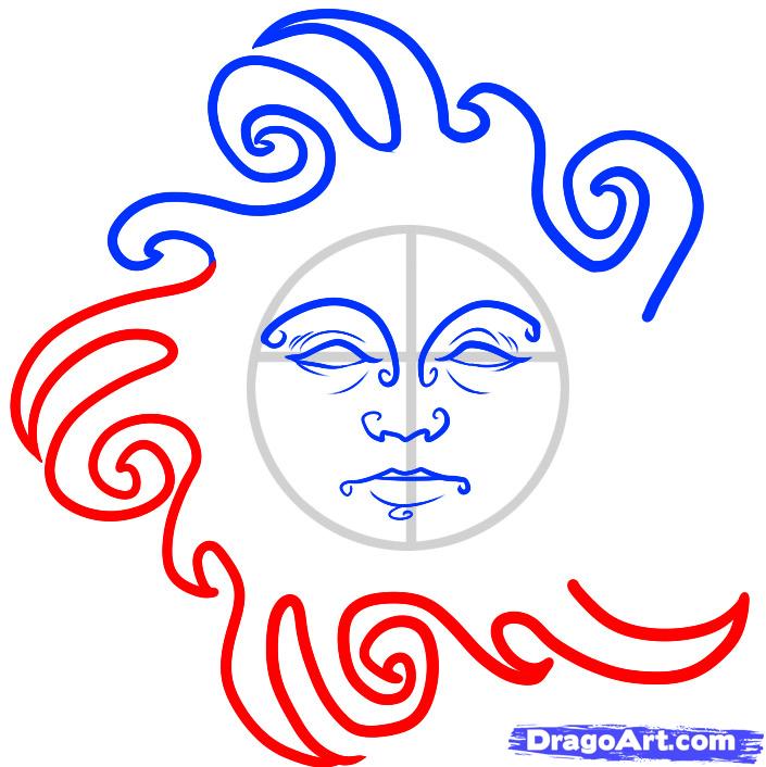 705x706 How To Draw A Tattoo Sun, Tattoo Sun, Step - Sun Tattoo Drawing