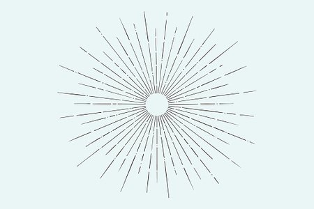 450x300 Linear Drawing Of Light Rays, Sunburst Premium Clipart - Sunburst Drawing