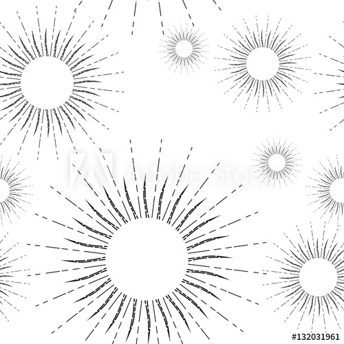 500x500 sunshine rays seamless pattern in vintage style sunburst linear - Sunburst Drawing