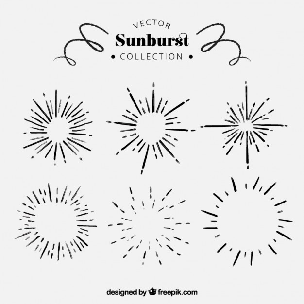 626x626 Hand Drawn Variety Of Sunburst Vector Free Download - Sunburst Drawing