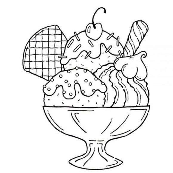 580x580 ice cream sundae coloring - Sundae Drawing