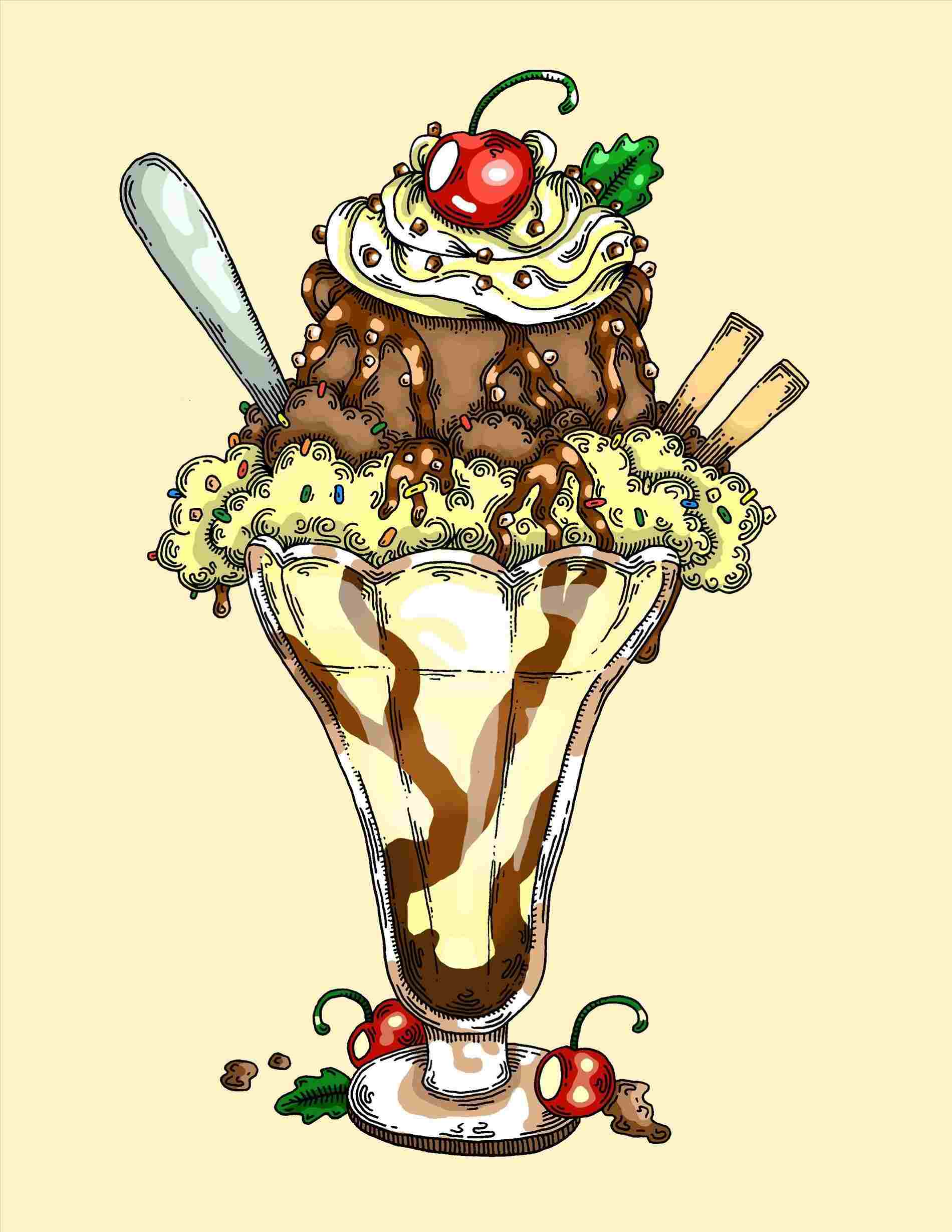 1900x2458 ice cream sundae drawing - Sundae Drawing