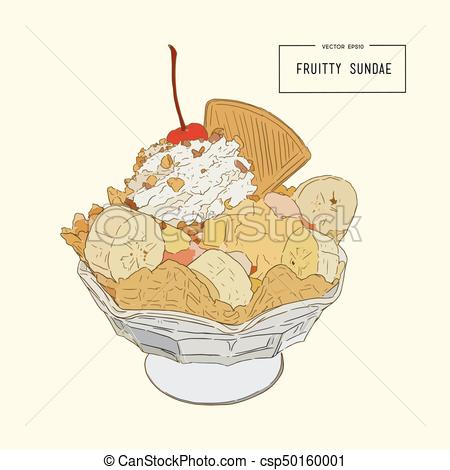 450x470 ice cream sundae sketch vector ice cream sundae glasshand - Sundae Drawing