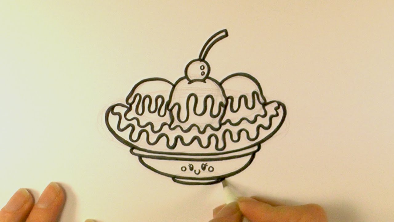 1280x720 how to draw a cartoon banana split ice cream sundae - Sundae Drawing