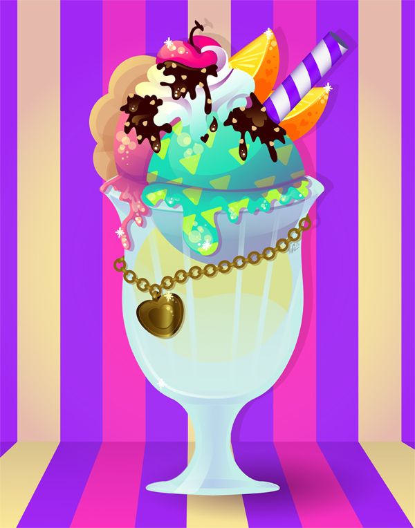 600x764 how to draw a colorful, tasty ice cream sundae in adobe illustrator - Sundae Drawing