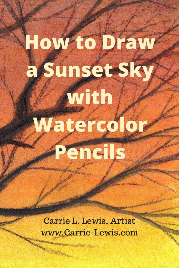 735x1102 How To Draw A Sunset Sky With Watercolor Pencils - Sundown Drawing
