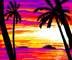 300x250 Palmy Beach - Sundown Drawing