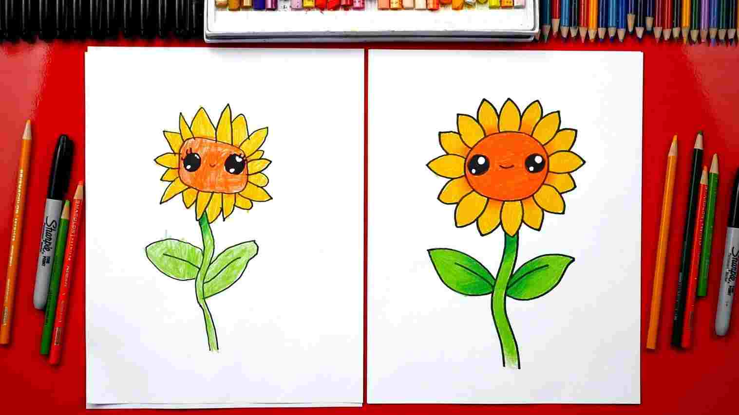 1517x853 Drawing Simple Sunflower Drawing Sunflowers Black And White - Sunflower Black And White Drawing