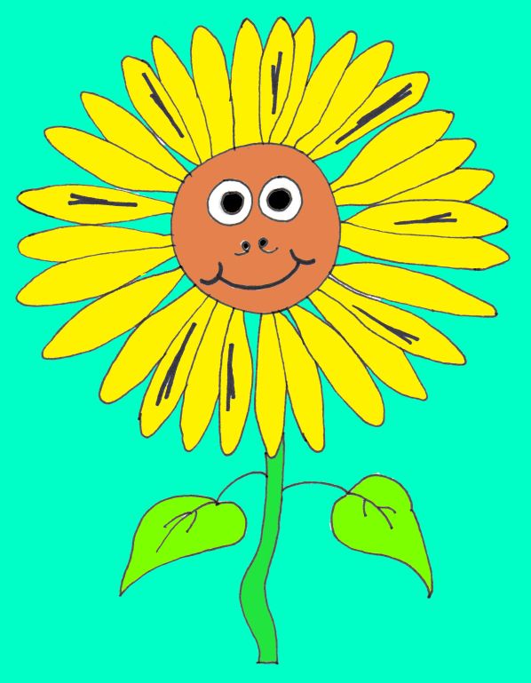 598x769 How To Draw Sunflower Cartoons My Art And Designs - Sunflower Cartoon Drawing