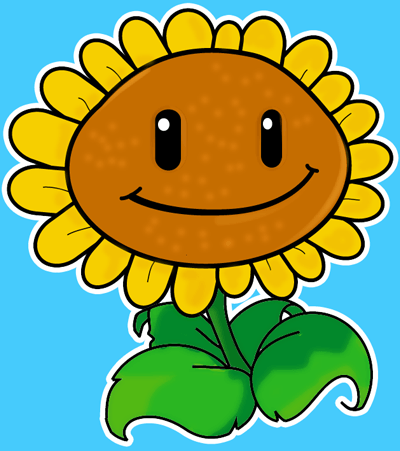 400x451 How To Draw Sunflower From Plants Vs Zombies With Easy Step - Sunflower Cartoon Drawing