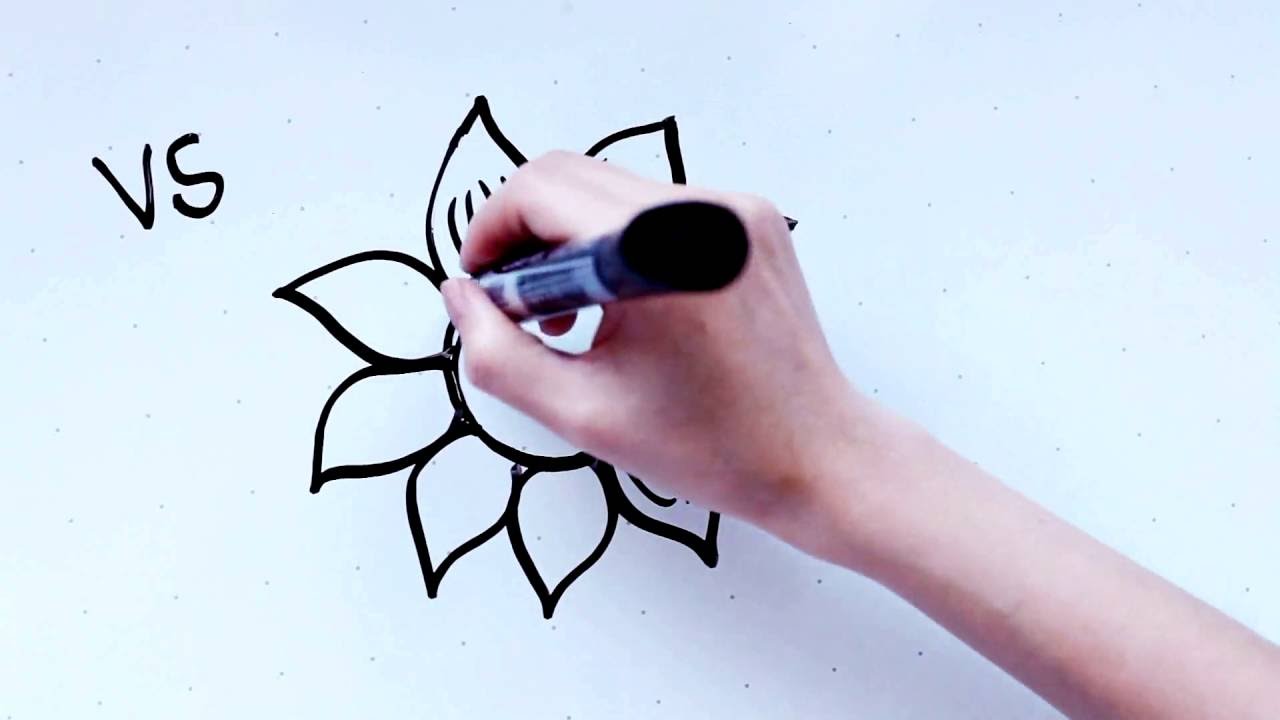 1280x720 Kids' Tutorial - Sunflower Cartoon Drawing