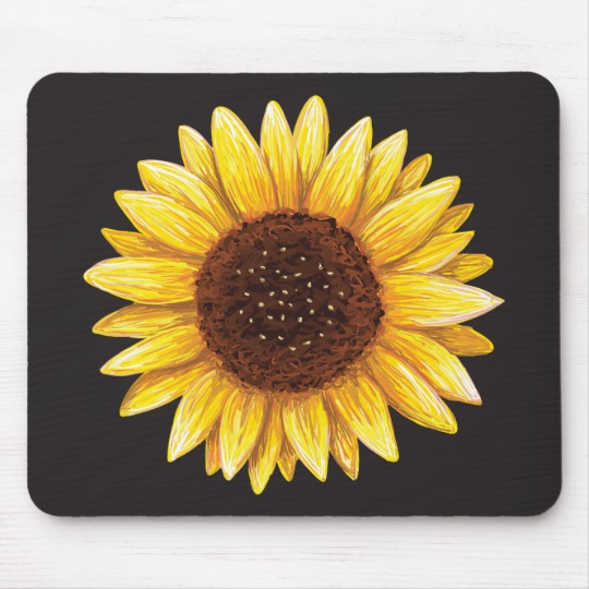 540x540 Beautiful Yellow Sunflower Drawing Mousepad - Sunflower Drawing