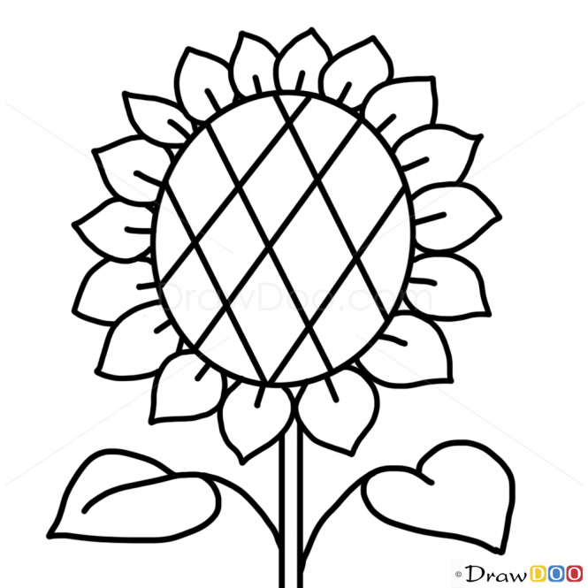 665x665 Sunflower Drawing Kid For Free Download - Sunflower Drawing For Kid