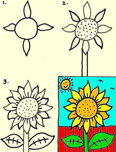 383x500 Sunflower In Places To Visit Drawings, Classroom Art - Sunflower Drawing For Kid