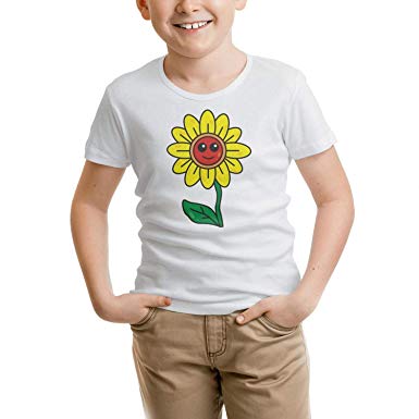 385x385 Simple Sunflower Drawing Cute Short Sleeve Shirts Kids - Sunflower Drawing For Kid