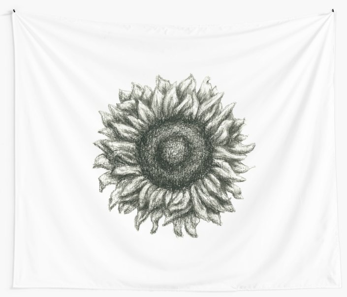 705x602 Sunflower Drawing Wall Tapestries - Sunflower Drawing Pictures